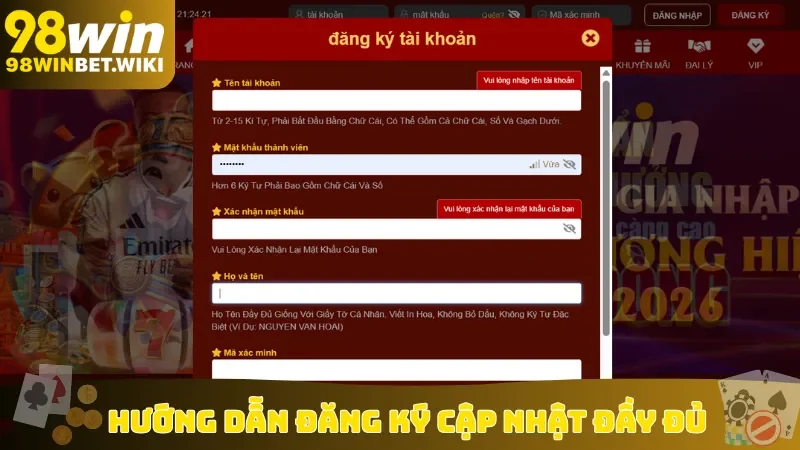 Hướng dẫn đăng ký cập nhật đầy đủ