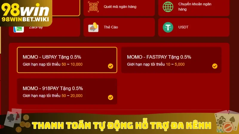 Thanh toán tự động hỗ trợ đa kênh